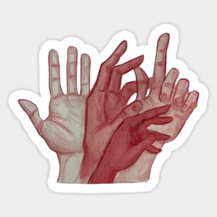 abstract Aquarell/ watercolor red hands anatomy traditionell art Sticker
